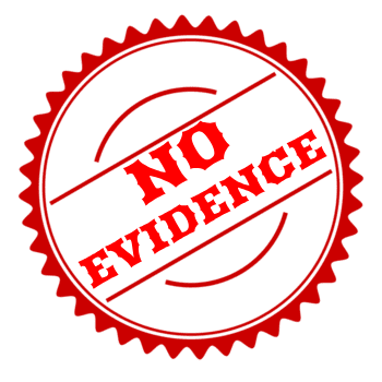 'No evidence' red colored stamp